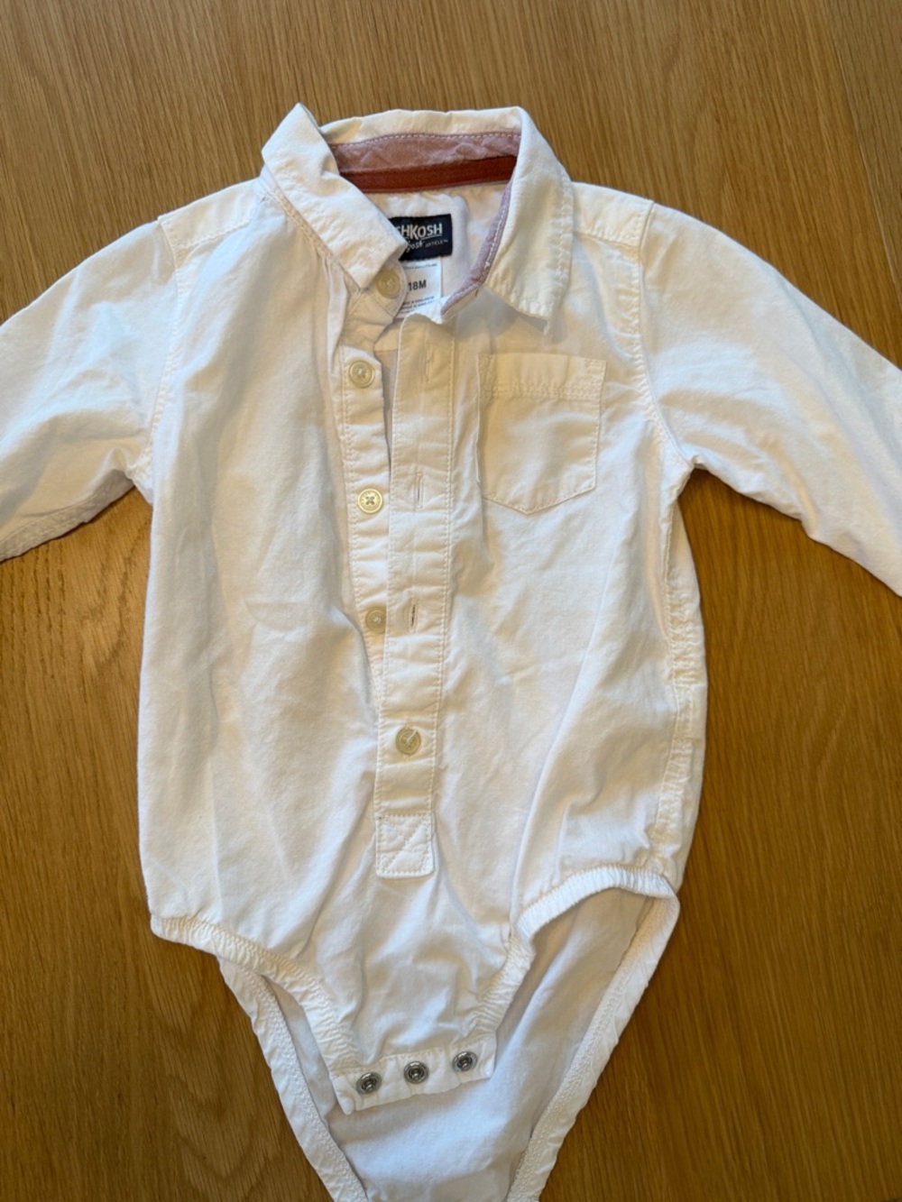 OshKosh White Button-Up Onesie18M